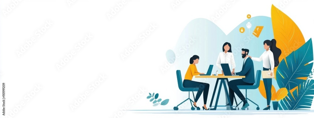 A group of people are sitting around a table A group of people are sitting around a table