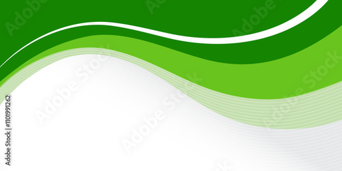 Abstract White and Green wave wide background banner.