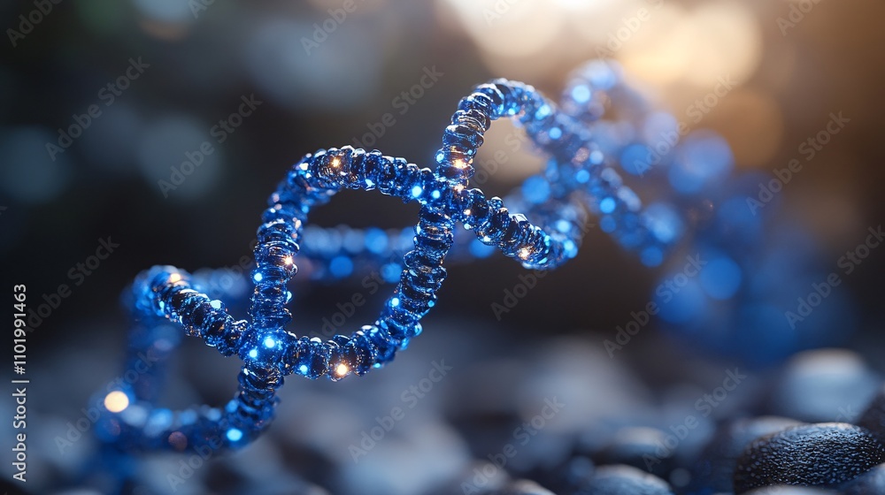 Stylized Blue DNA Helix in Minimalist Design Stylized Blue DNA Helix in Minimalist Design