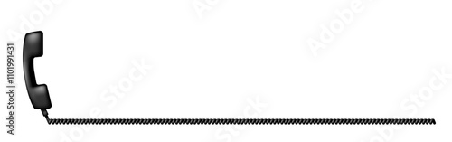 Telephone receiver with a cord. Phone handset with extension cord. Vector clipart.