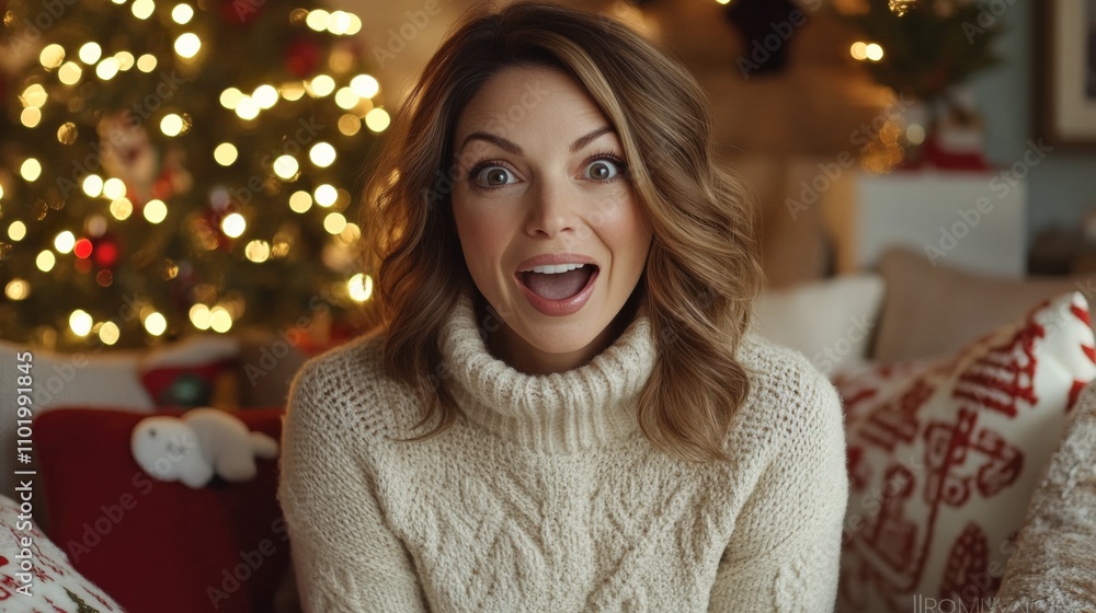 Joyful Woman Celebrating Christmas Spirit Joyful Woman Celebrating Christmas Spirit