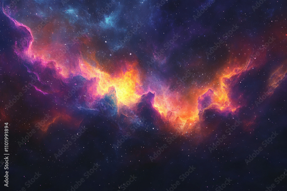 Fototapeta premium Vibrant Cosmic Nebula in Deep Space