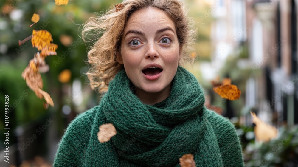 Joyful Woman in Autumn Leaves Joyful Woman in Autumn Leaves