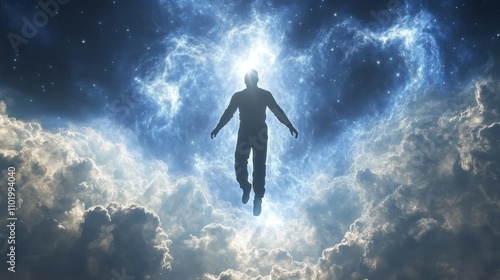 Wallpaper Mural Astronaut silhouette floating in a nebula galaxy science fiction cosmic space dreamlike perspective Torontodigital.ca