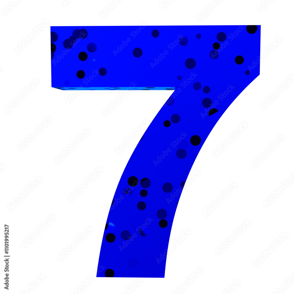 3d figure 7 made of blue textured material on a transparent background 3d figure 7 made of blue textured material on a transparent background