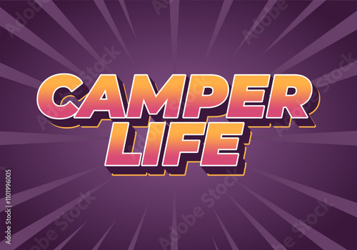 Camper life. Text effect design for social media or digital ads in bold fonts