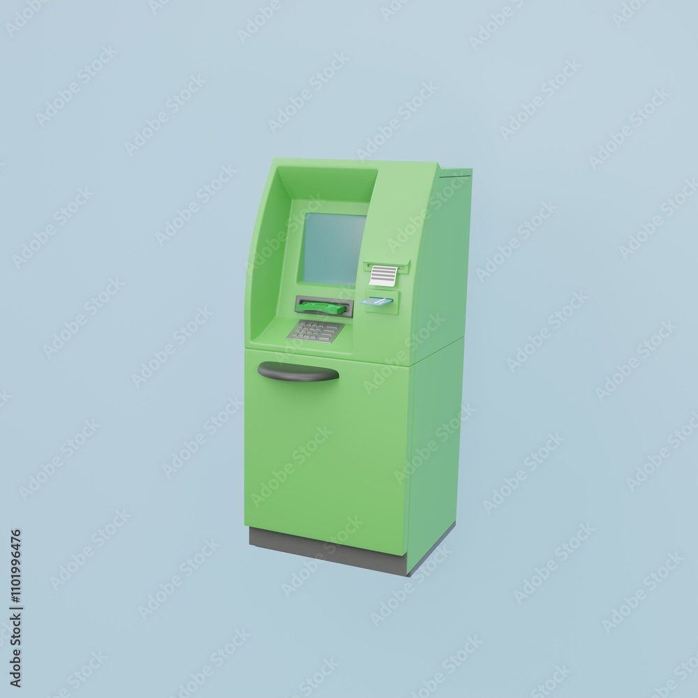 3D outdoor green ATM icon.
Withdrawal, replenishment, money transfer, digital exchange technology payment, deposit, transaction, finance. 3D rendering on blue background.
3D outdoor green ATM icon.
Withdrawal, replenishment, money transfer, digital exchange technology payment, deposit, transaction, finance. 3D rendering on blue background.