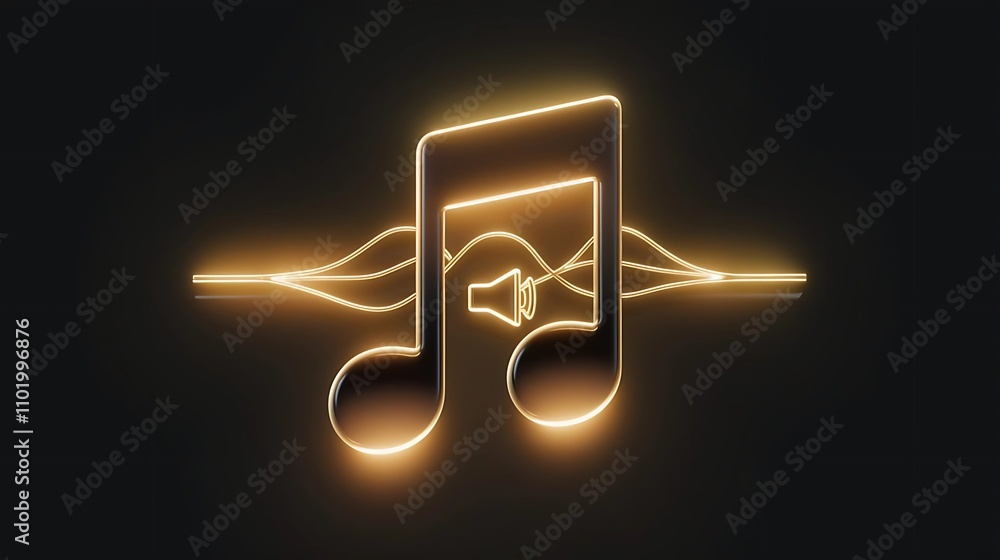 3D Render orange and yellow neon light music icon.
3D Render orange and yellow neon light music icon.