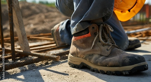 close up of worker boot photo