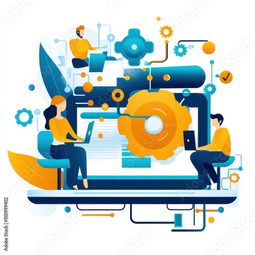 Wallpaper Mural A group of people are working on a computer Torontodigital.ca