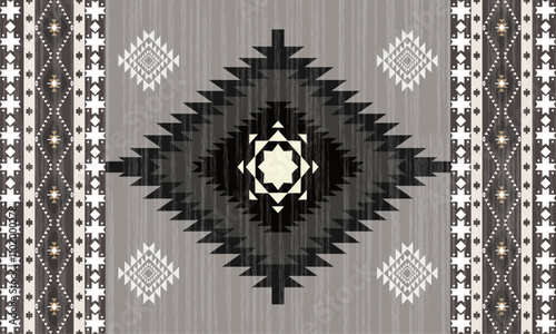 Navajo tribal vector seamless pattern. Native American ornament. Ethnic South Western decor style. Boho geometric ornament. Vector seamless pattern. Mexican blanket, rug. Woven carpet illustration