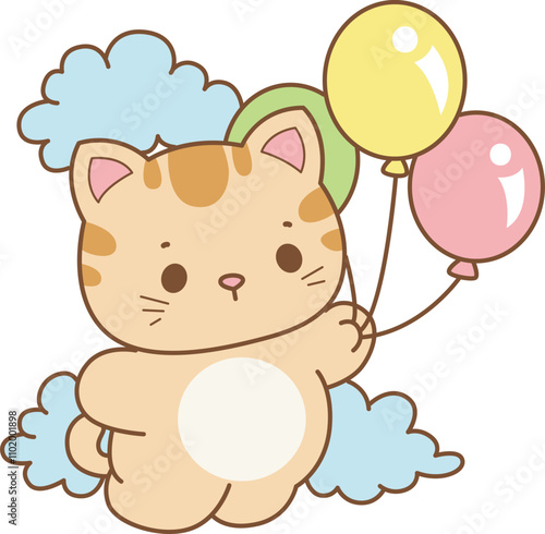 Illustration of cute kitty icon.
Funny cat in daily activities elements.
