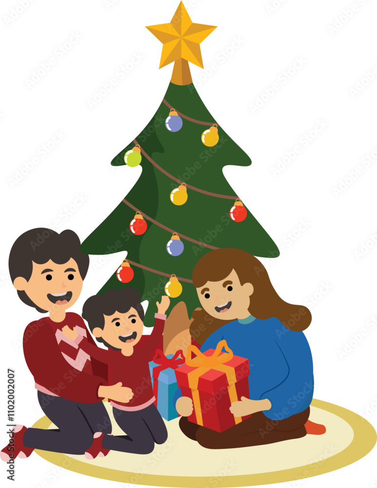 Paper Cutouts Family Christmas Scanes illustration Paper Cutouts Family Christmas Scanes illustration