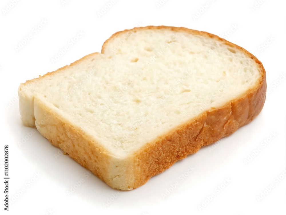 Single Slice of White Bread Isolated on White Background Single Slice of White Bread Isolated on White Background