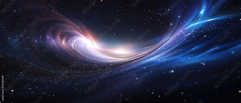 Fototapeta premium Abstract background with a white light blur and stylized representation of a gravitational wave, scientific research, celestial events, astronomical phenomena