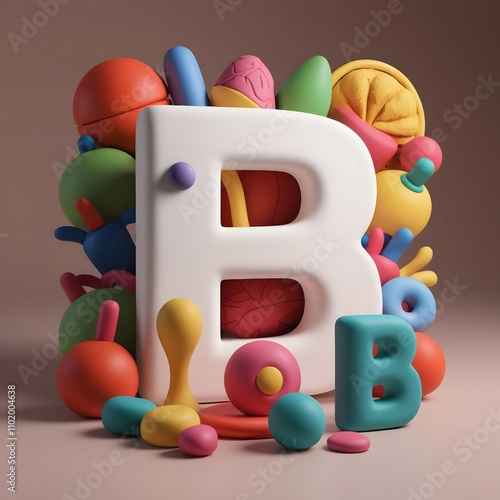 3D Clay Letter 'B' Render A Playful and Artistic Sculpting photo