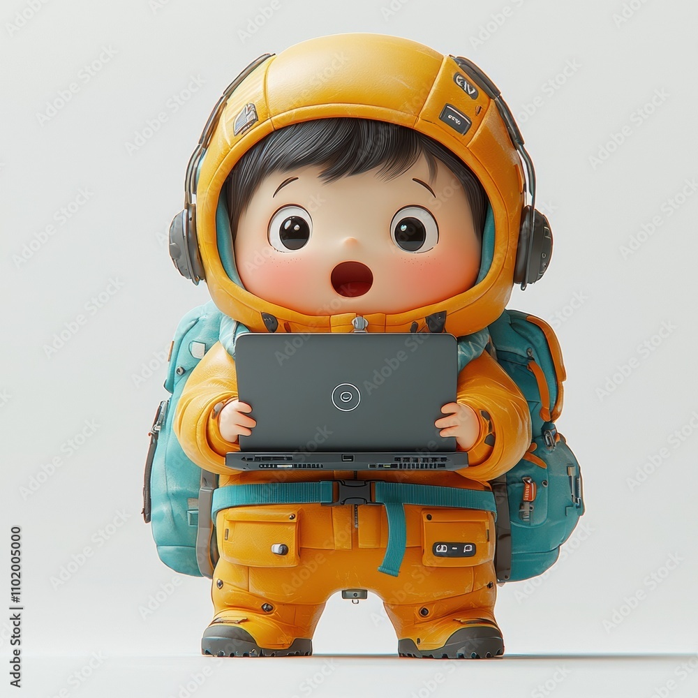 Astronaut Toddler with Laptop Astronaut Toddler with Laptop