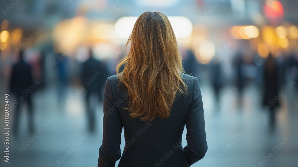 Confident Businesswoman in a Crowded Cityscape Confident Businesswoman in a Crowded Cityscape