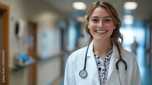 Confident Female Doctor in Hospital Setting