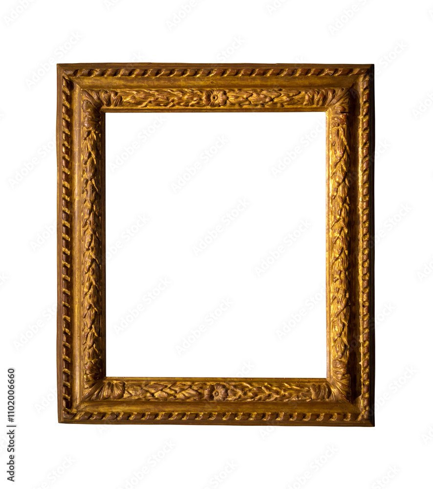 Blank gold frame isolated on transparent background. Vertical Blank gold frame isolated on transparent background. Vertical