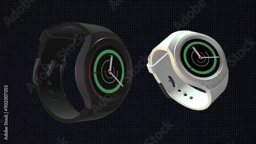 Smart watch 3D models, Visualize a detailed 3D model of a stylish smartwatch, rendered in a modern minimalist style