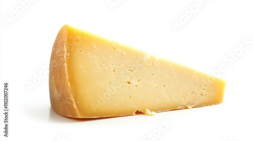 Delicious piece of cheese, isolated on white background