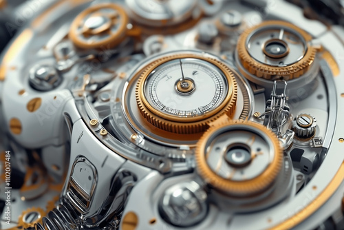 Wallpaper Mural Futuristic gear mechanism, similar to a watch, but with a lot of details with pressure gauges and dials Torontodigital.ca