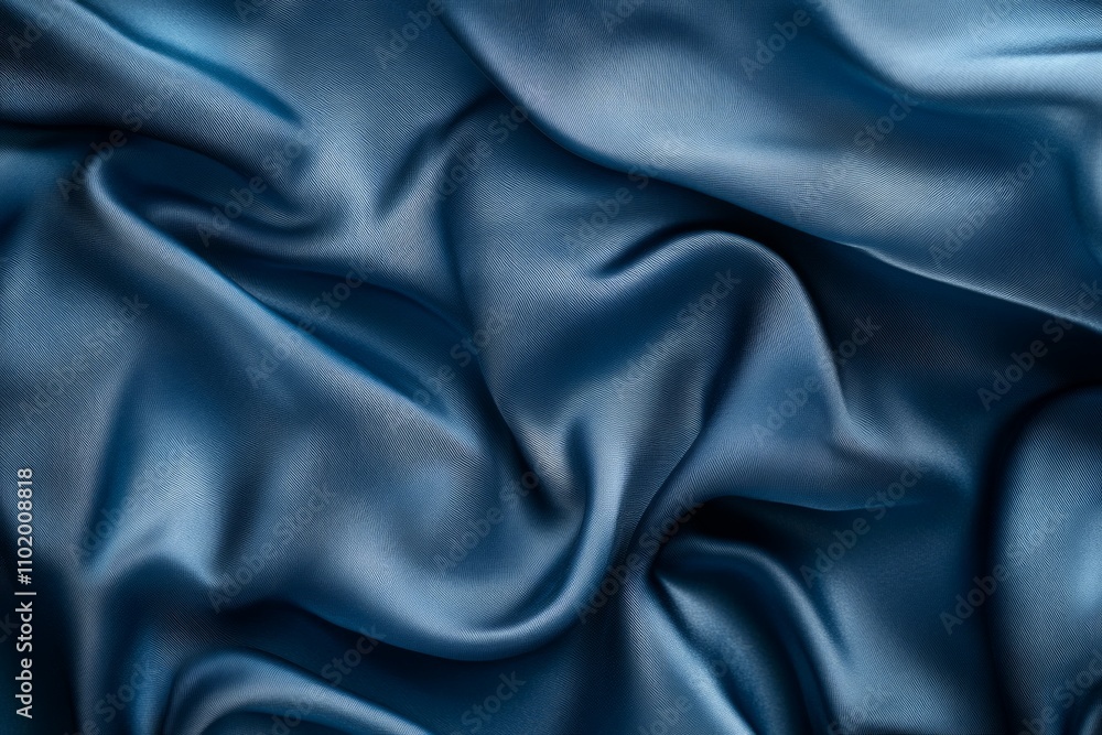 Obraz premium Blue abstract silk fabric wavy shiny satin fabric background
