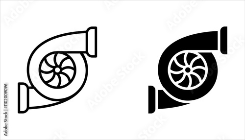 Turbo charger icon set. Automobile car on white background