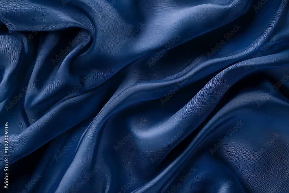 Obraz premium Blue abstract silk fabric wavy shiny satin fabric background