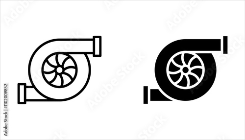 Turbo charger icon set. Automobile car on white background