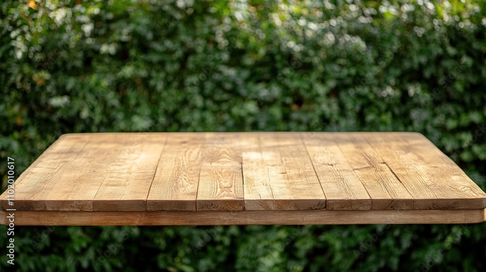 Wooden Table Top Against Green Bokeh Background for Stock Images Wooden Table Top Against Green Bokeh Background for Stock Images