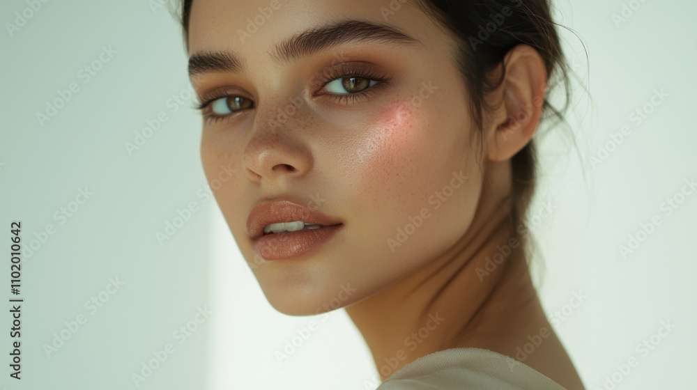 Naklejka premium Photography of a woman with a graceful birthmark studio portrait natural light close-up beauty concept