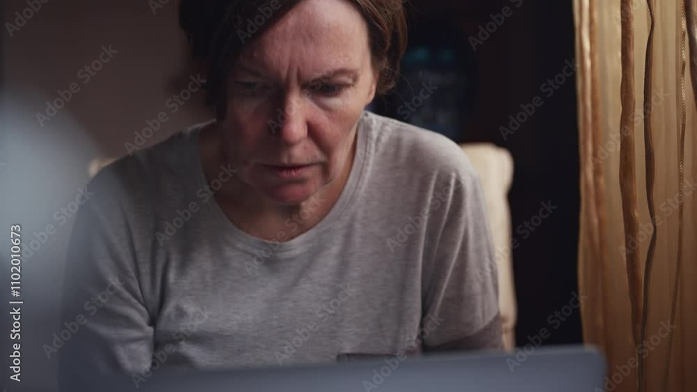 Female freelancer working on laptop computer, 4K Female freelancer working on laptop computer, 4K