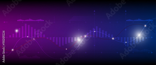 Stock market investment trading graph in graphic concept suitable for financial investment or Economic trends business idea on blue background. Vector illustration design.	