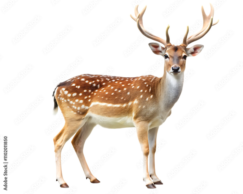 Fototapeta premium European fallow deer isolated on white background as transparent. PNG. AI GENERATED