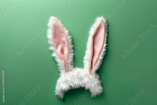 Easter rabbit fancy dress ears on a green background photo