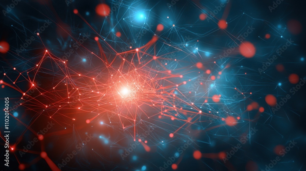 A blue and red background with many red dots A blue and red background with many red dots
