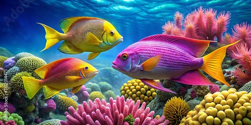 Colorful Reef Fish Swimming Among Vibrant Corals