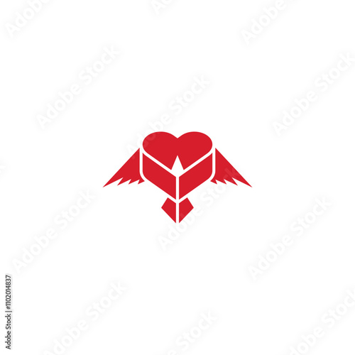 Love bird in heart shape logo design.