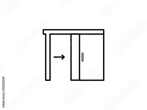sliding door icon simple flat style pictogram for ui or ux mobile app, design sign logo symbol vector illustration, isolated on white editable