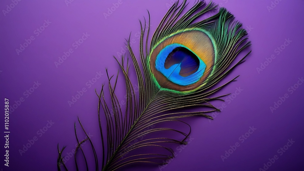 Obraz premium Feathers on a purple background, suitable for design with copy space, Mardi Gras celebration