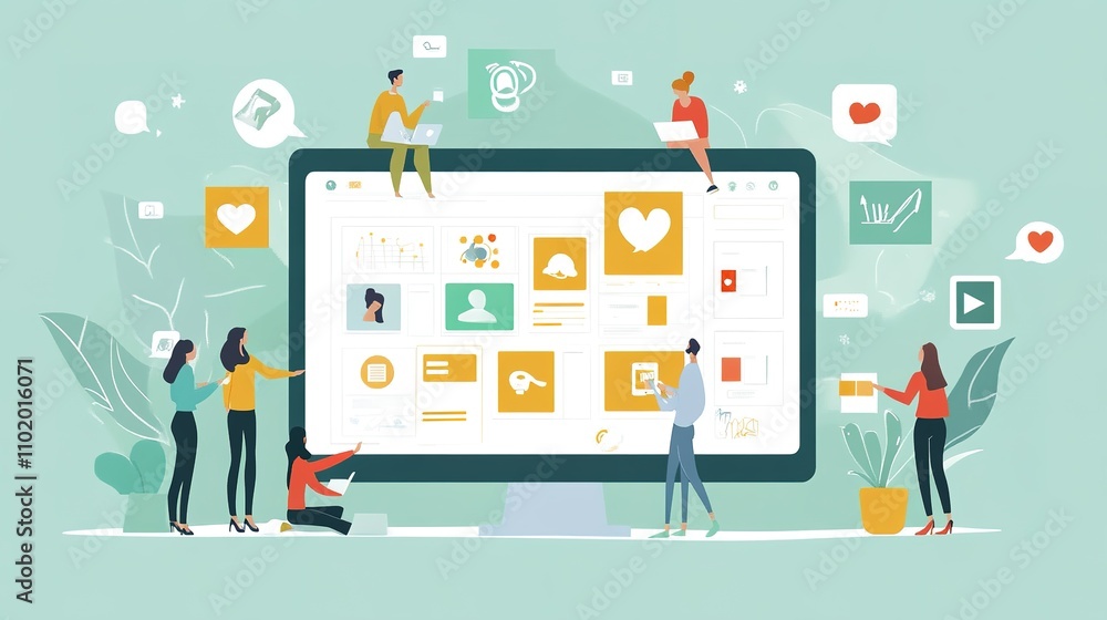 A team reviewing a social media calendar, planning content to boost engagement A team reviewing a social media calendar, planning content to boost engagement
