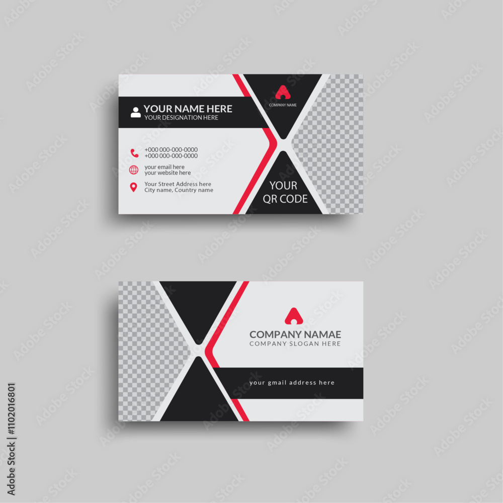 Creative and modern double-sided business card template, Ash and White color simple design Creative and modern double-sided business card template, Ash and White color simple design