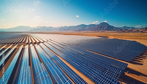 solar thermal plant in Desert of Nevada in bright daylight