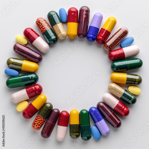 Assorted Colorful Vitamin Capsules and Tablets photo