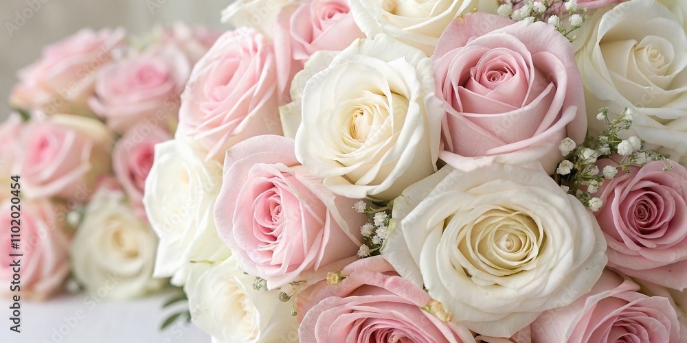 Pastel-colored rose bouquets with soft pink and white hues in a subtle floral pattern, delicate greenery, white roses, floral arrangement Pastel-colored rose bouquets with soft pink and white hues in a subtle floral pattern, delicate greenery, white roses, floral arrangement