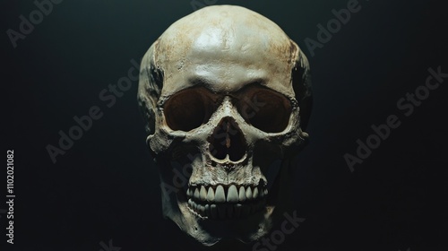 Human Skull on Dark Background