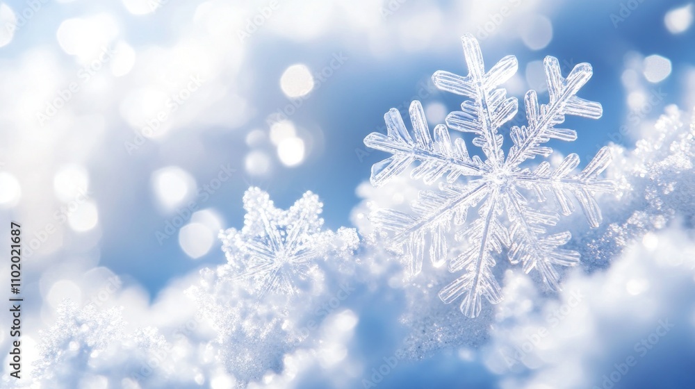 A Delicate Snowflake Resting on Snow A Delicate Snowflake Resting on Snow
