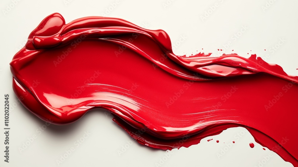 Vibrant Red Paint Spread on White Background Vibrant Red Paint Spread on White Background